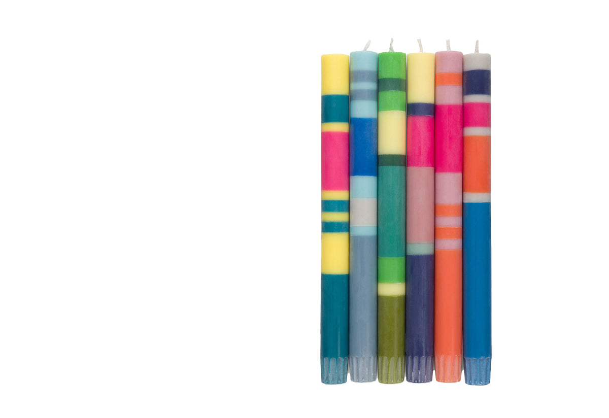 Bright Striped Dinner Candle Set, British colour standard