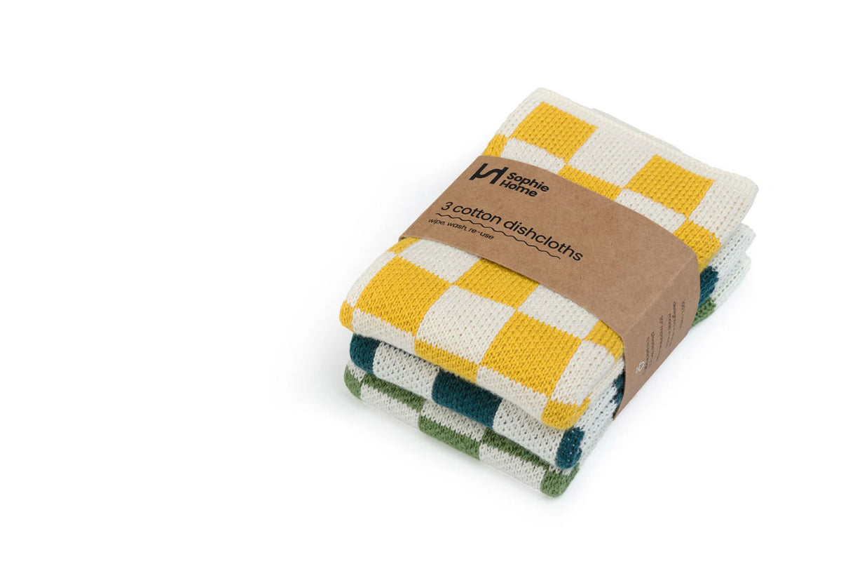 Citrus Check Dishcloths, Harada orimono