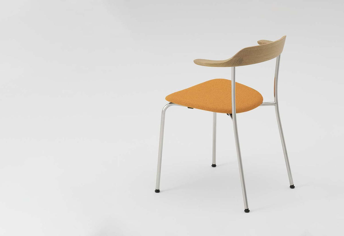 Hiroshima Chair | Upholstered | Brushed Stainless Steel, Naoto fukasawa, Maruni