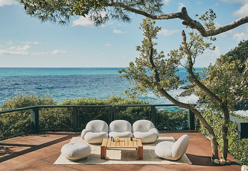  pacha outdoor lounge chair with pacha outdoor ottoman and three seater