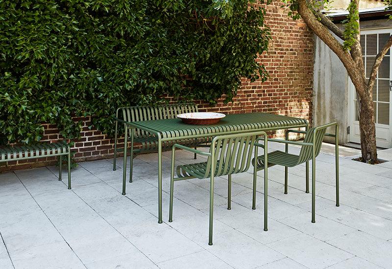  Palissade armchair from HAY, in outdoor setting.