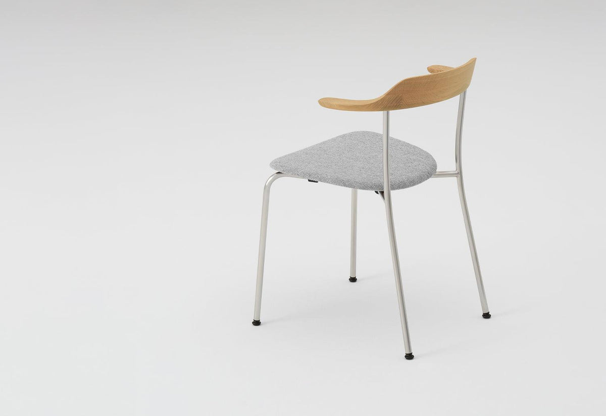 Hiroshima Chair | Upholstered | Brushed Stainless Steel, Naoto fukasawa, Maruni