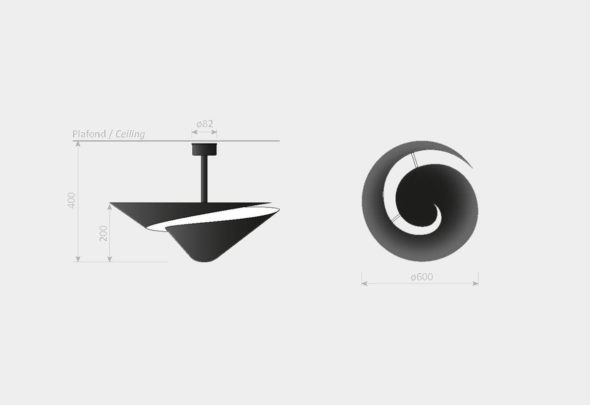 Plafonnier Escargot, Serge mouille, Serge mouille editions