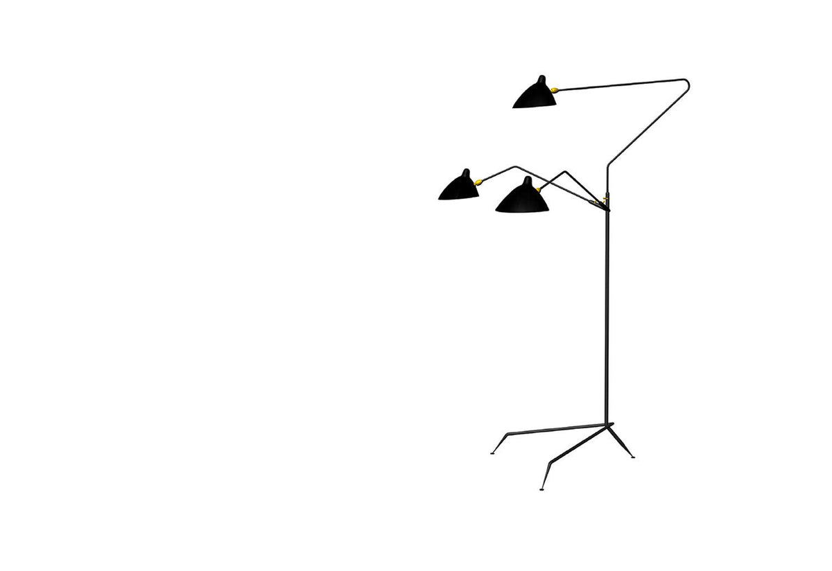 Lampadaire 3 Bras Pivotants, Serge mouille, Serge mouille editions